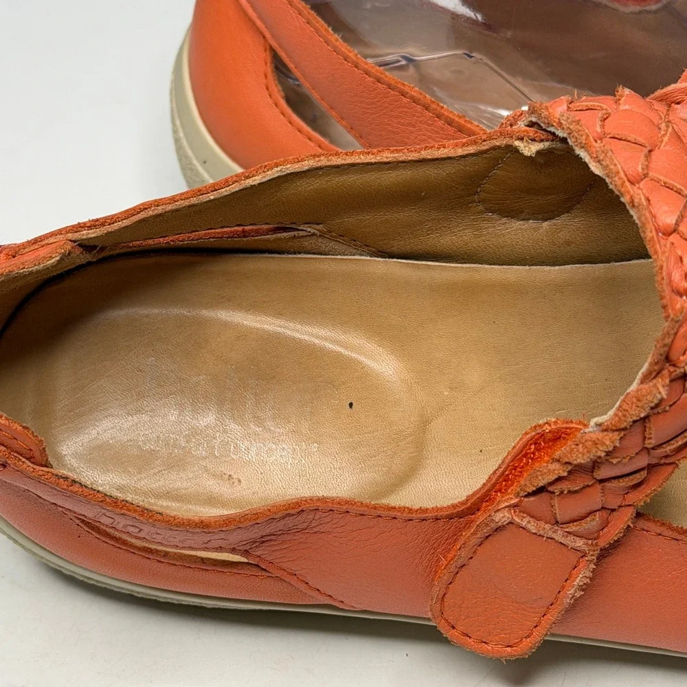 Hotter Shoes Womens Sz 10 Shake Orange Leather Mary Jane Comfort Braided Strap - Picture 7 of 9